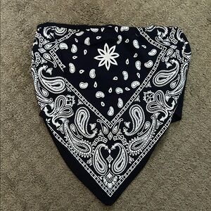 Navy blue and White Paisley Bandana tube top